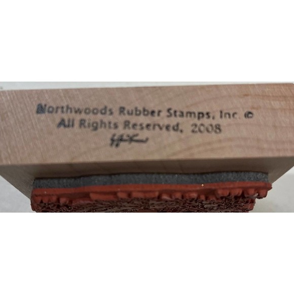 Wood Red Rubber Stamp Block Floral Wreath Stampers Gift Seasonal Holiday Cards - Picture 5 of 6